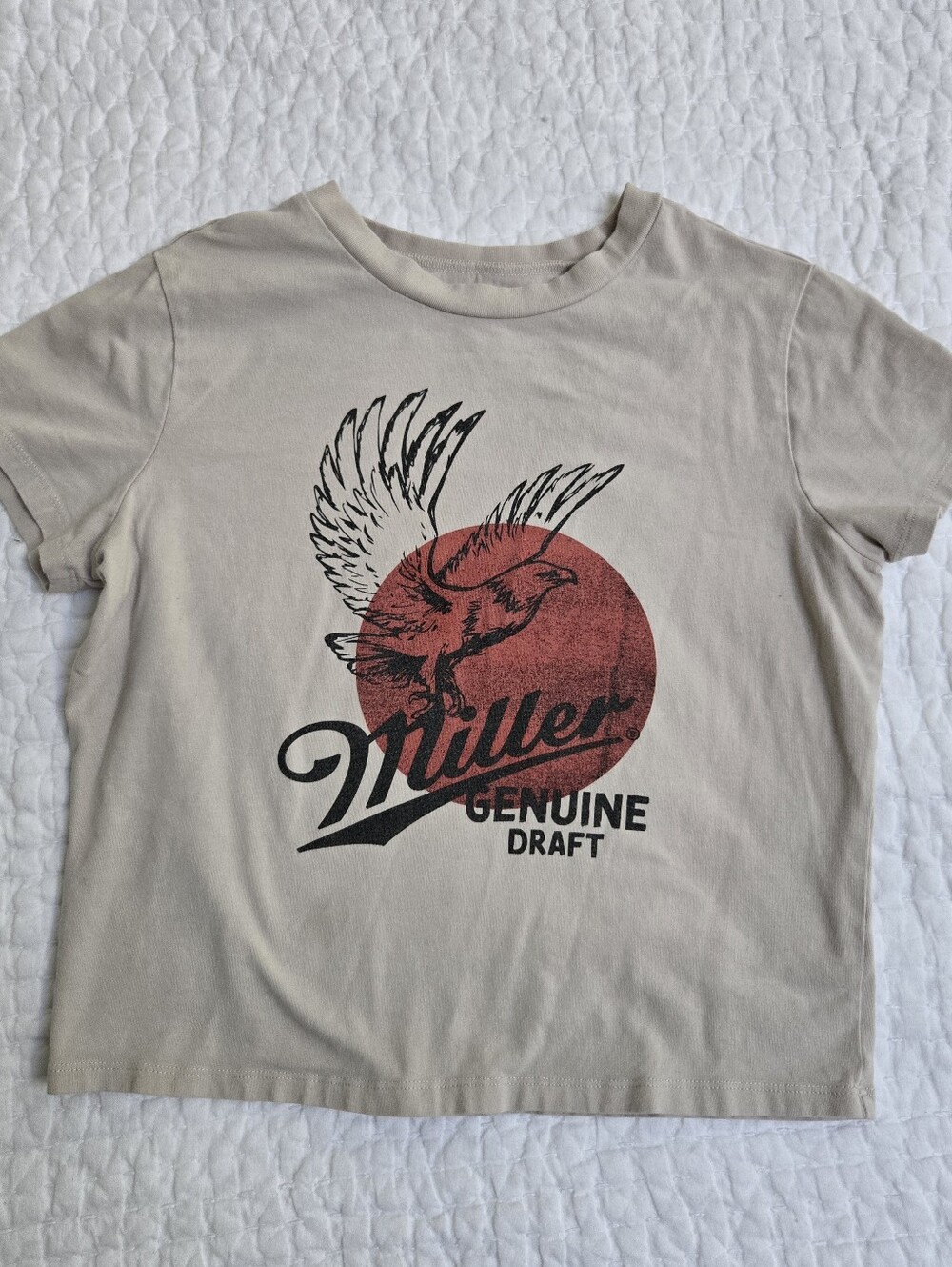Miller Graphic Tee in Beige with Red Accent